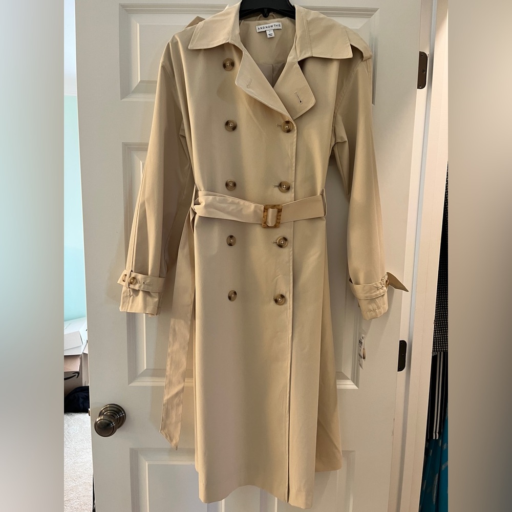 And Now This Tan Double-Breasted Trench Coat